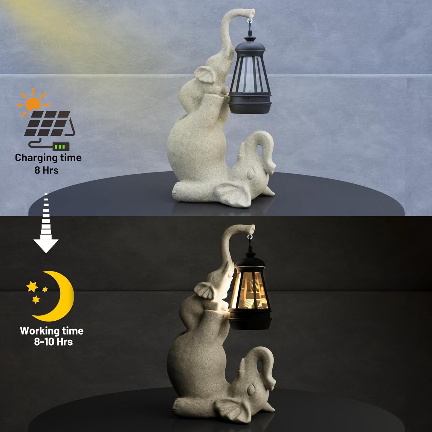 Solar Garden Statue 10 Inch Elephant Decor for Outside Yard Decoration Outdoor Unique Housewarming Gardening Birthday Gifts for Women Grandma