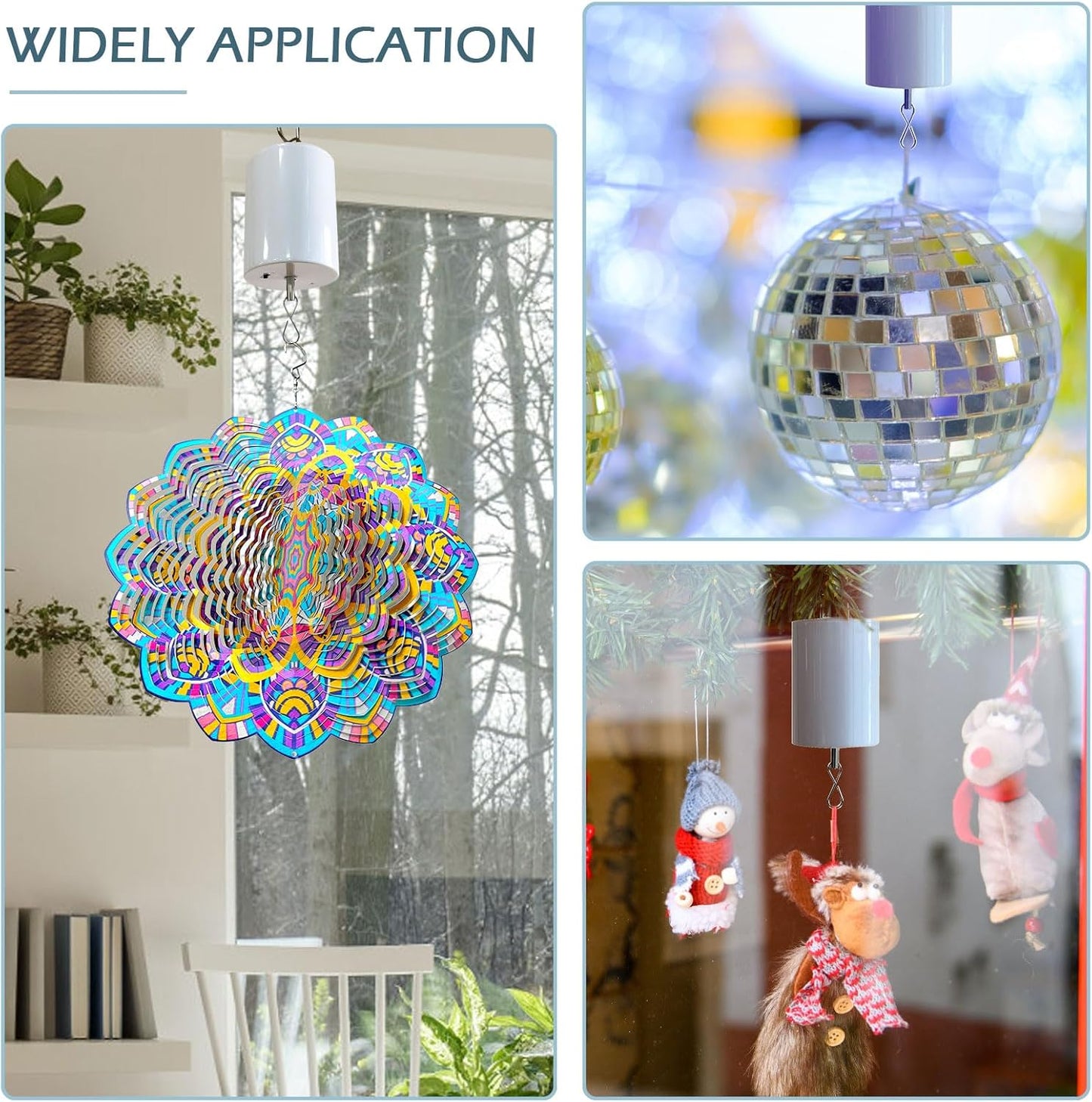 Disco Ball Wind Spinner Mirror Ball Hanging Display Rotating Spinner, Garden Decor with Mini Remote Controller for Battery Operated Motor-20 RPM
