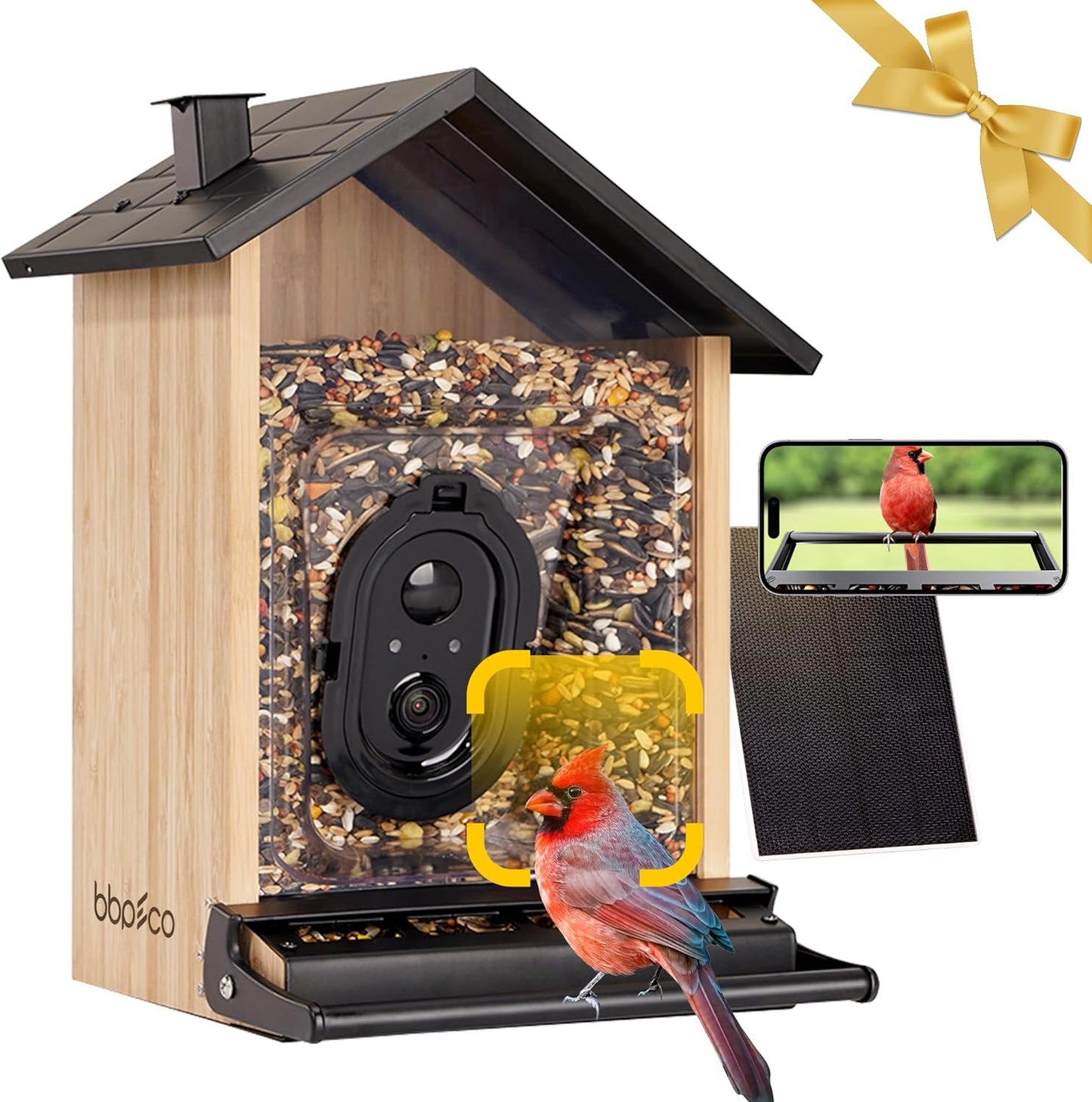 Smart Squirrels-Proof Bird Feeder with Camera Solar Powered, AI Identify Bird Species, Instant Notification Camera, CCPA Data Security, 3.2L Ultra Large Capacity Gift