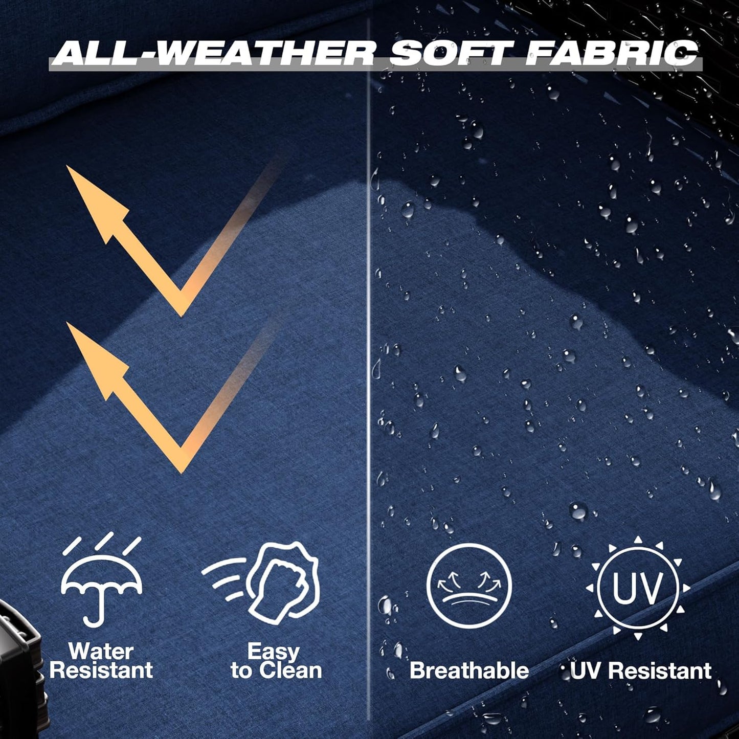 Joyside Wicker Patio Furniture Sets, 6 Pieces Upgraded Large Size Outdoor Furniture with Patio Dining Chairs, 3-Seat Sofa and Outdoor Ottoman, Thick Cushions, Wide Armrest