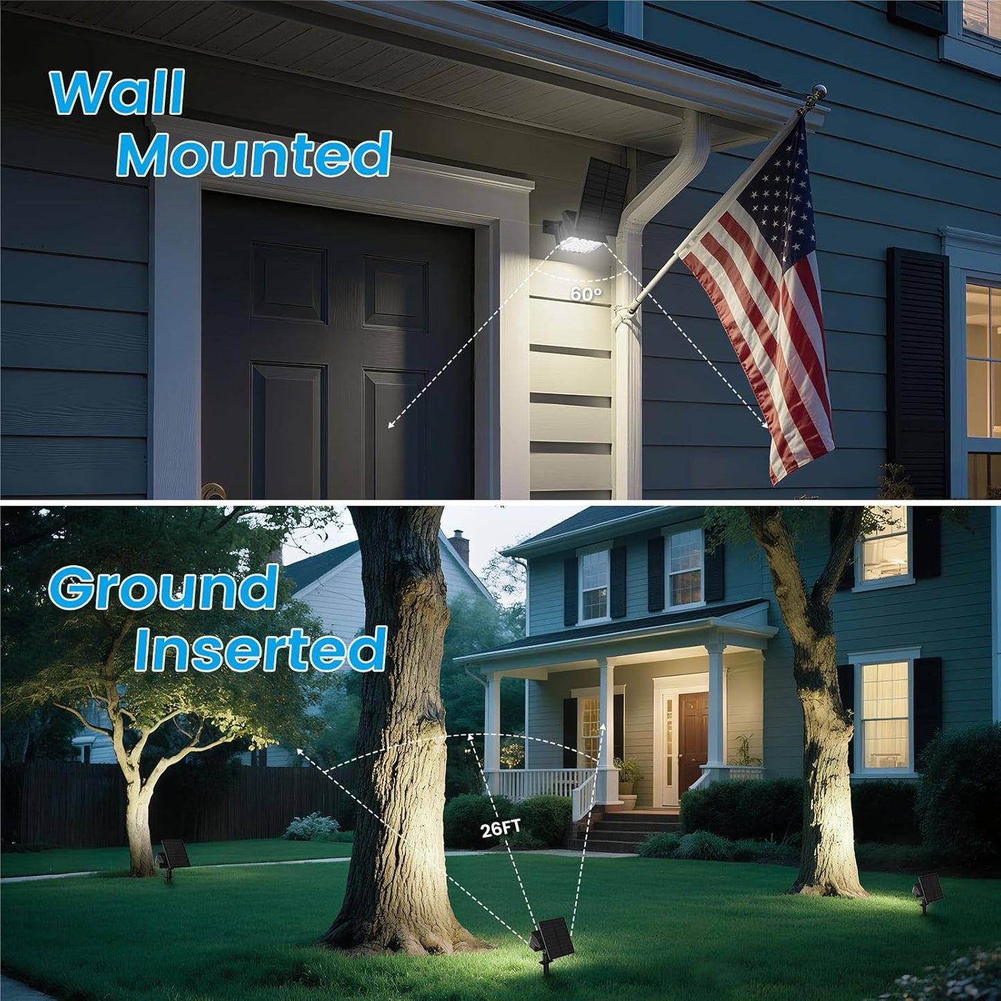 VOLISUN Solar Spotlight Outdoor, IP67 Waterproof Solar Landscape Spot Lights，Uplights for Yard Garden Pathway - 4 Pack (Cool White) 27 LED 3 Lighting Modes