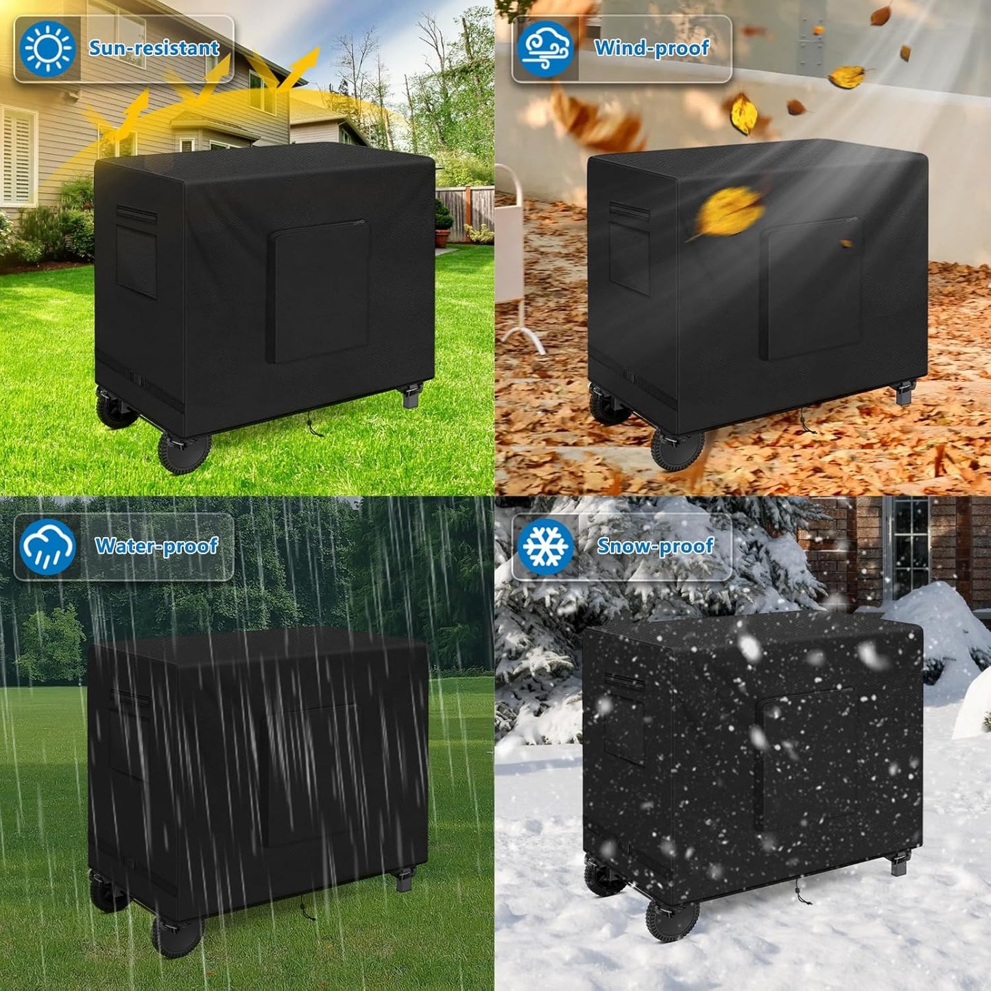 SIRUITON Outdoor Bar Cart Cover for 48 Inch BBQ Food Prep Table, Heavy Duty 600D Oxford Fabric Outdoor Dining Cart/BBQ/Worktable Metal Movable Table Waterproof Cover