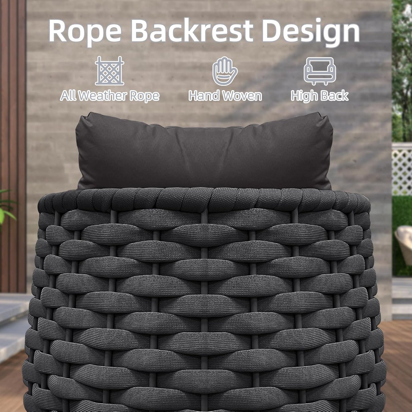 TWT 2 Pieces Patio Furniture Aluminum Armchair, All-Weather Polyester Rope Outdoor Single Sofa, Metal Chair with Cushions for Patio, Balcony, Backyard, Deck