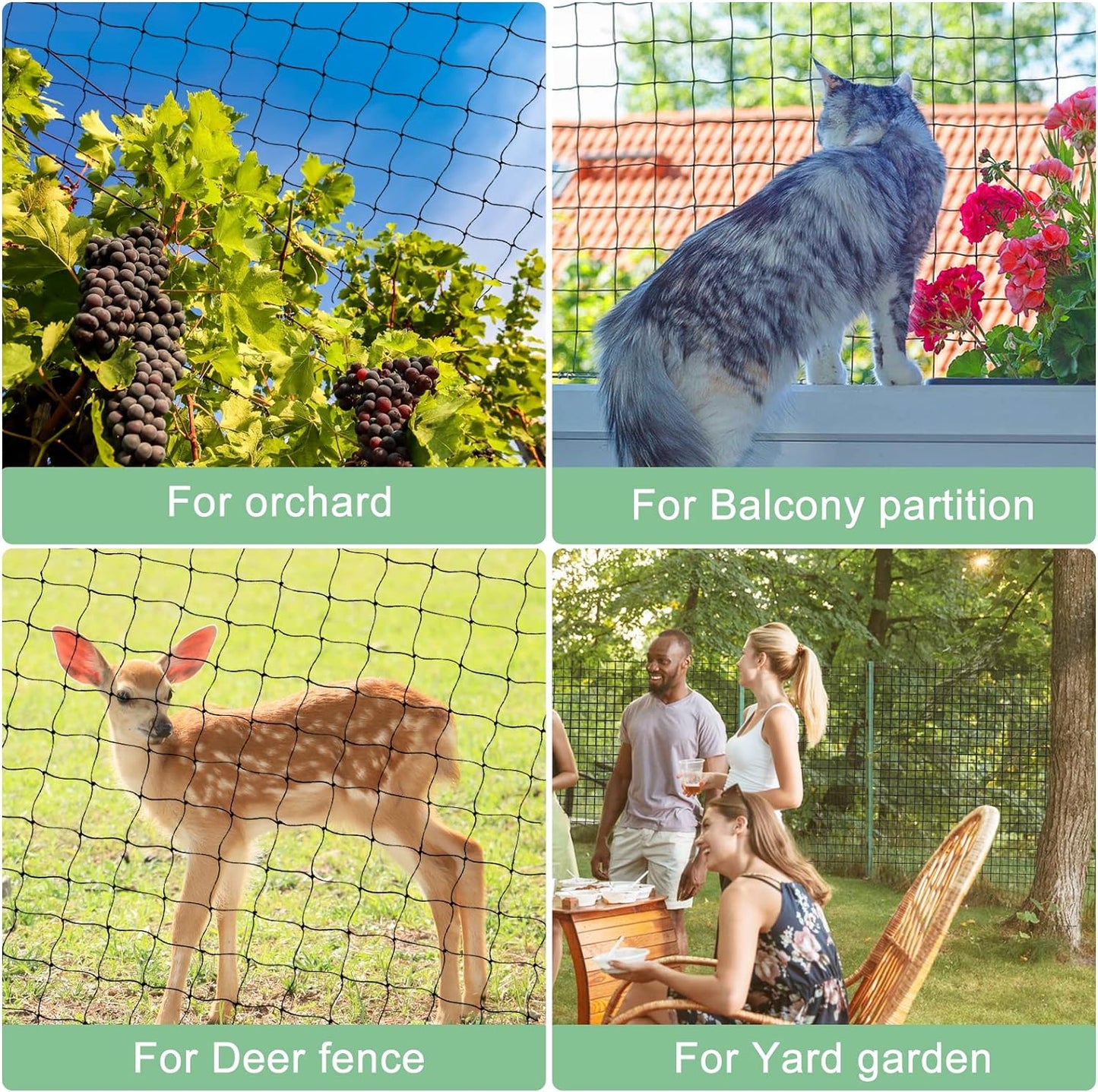 100'x100' Bird Netting for Chicken Coop, Nylon 3/4" Mesh Poultry Netting Chicken Nettings Roof Hawk, Aviary Net Deer Fence Garden Netting for Fruits Trees Plant