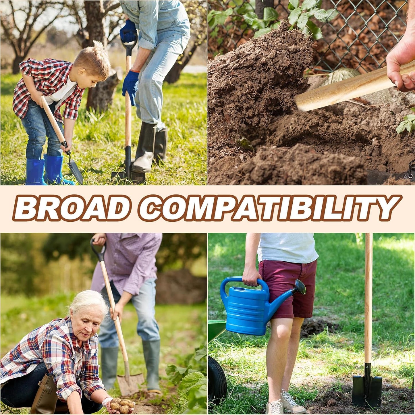 4 Pcs Wooden Shovel Handle Ash Replacement Handle for Long D Handle Shovels Replacement Tool Handle