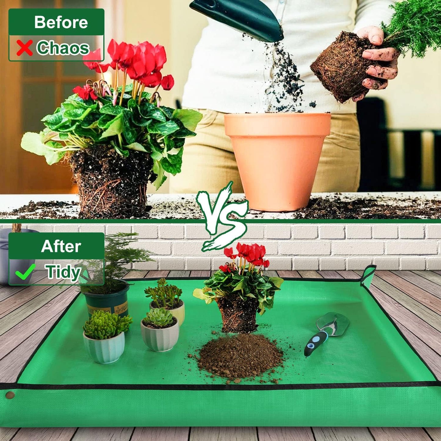 39.5" x 31.5" Large Repotting Mat for Indoor Plants Transplanting Control Mess Table Top Gardener Portable Potting Tray Succulent Potting Garden Mat Gardening Gifts for Women Plant Lady Gifts