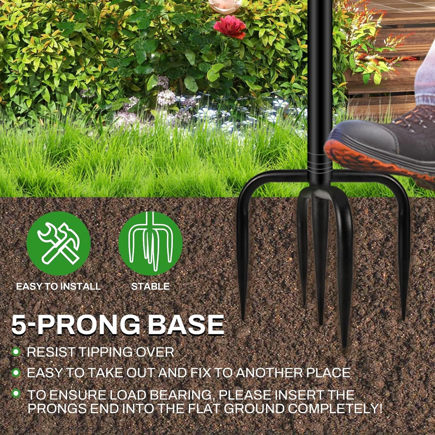 Metal Bird Bath for Outside, Vintage Freestanding Birdbaths with Metal Stake, Upgraded 5 Pronged Base Birdfeeder Feeder Bowl for Outdoors Garden Patio Yard Lawn Decor (Vintage Blue)