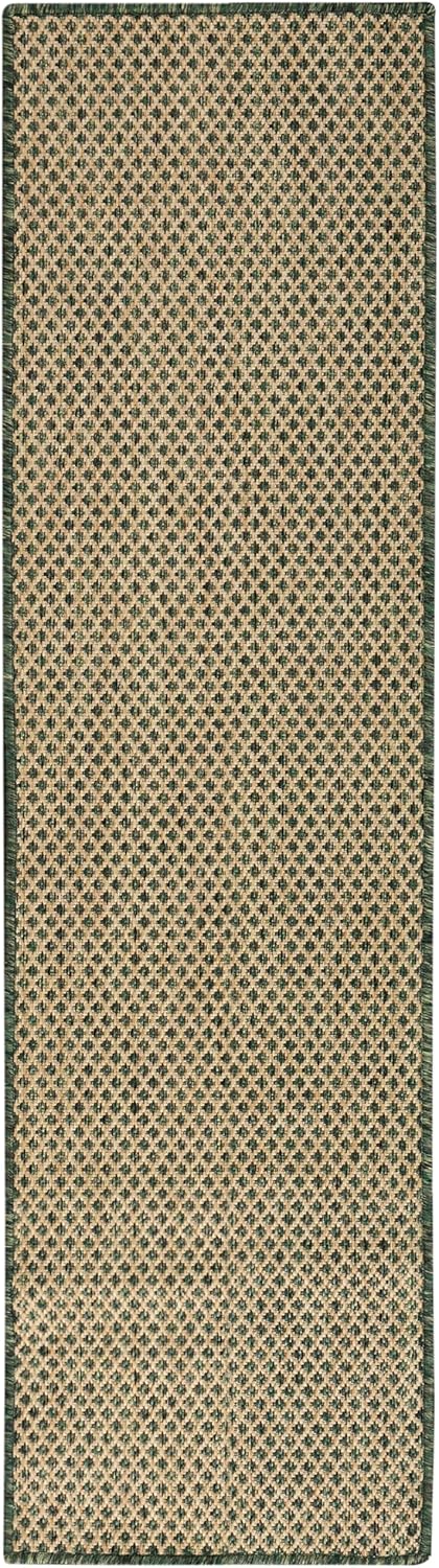 Nourison Home Courtyard Green 2' x 6' Area Rug - Easy Clean, Non Shedding, Bed Room, Living Room, Dining Room, Kitchen (6' Runner)