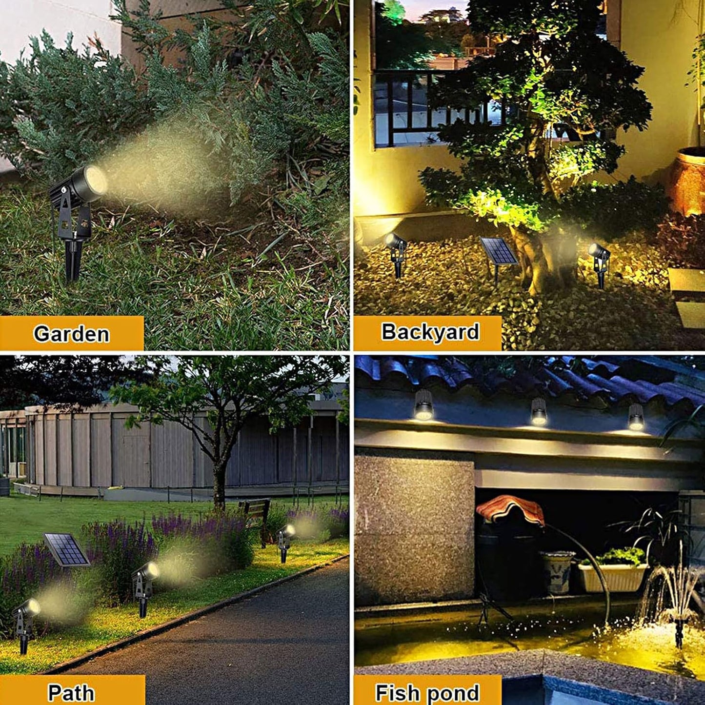 DLLT LED Solar Spot Lights Outdoor Landscape Spotlights, 2-in-1 Solar Powered Wall Lights-Low Voltage Outdoor Landscaping Light for Garden Yard Lawn Pathway Landscape Downlight, Warm White,Auto on/off