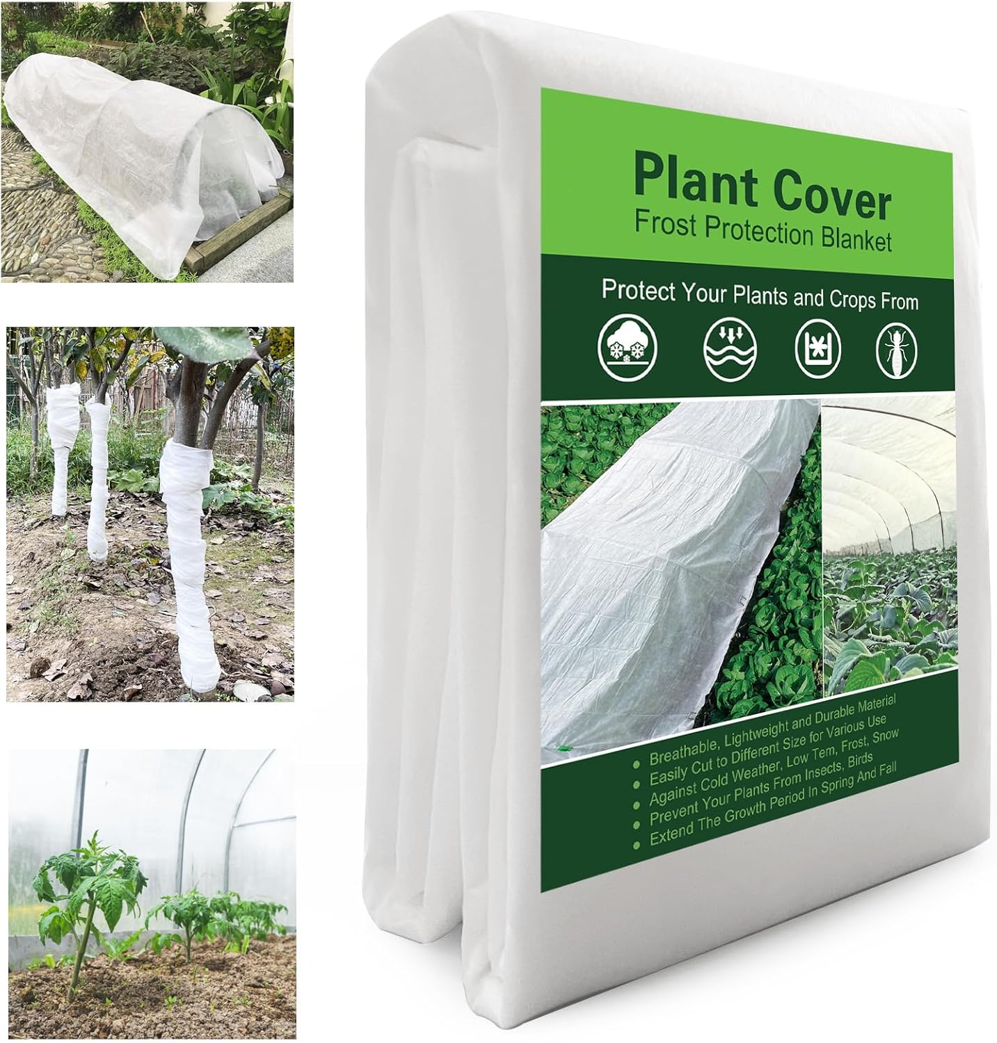 YFFSIDMY Plant Covers Freeze Protection 8'x40', Frost Blankets for Outdoor Plants and Trees, Frost Cloth Freeze Plant Protection Cover, Winter Frost Blanket, Heat Protection Floating Row Cover, White