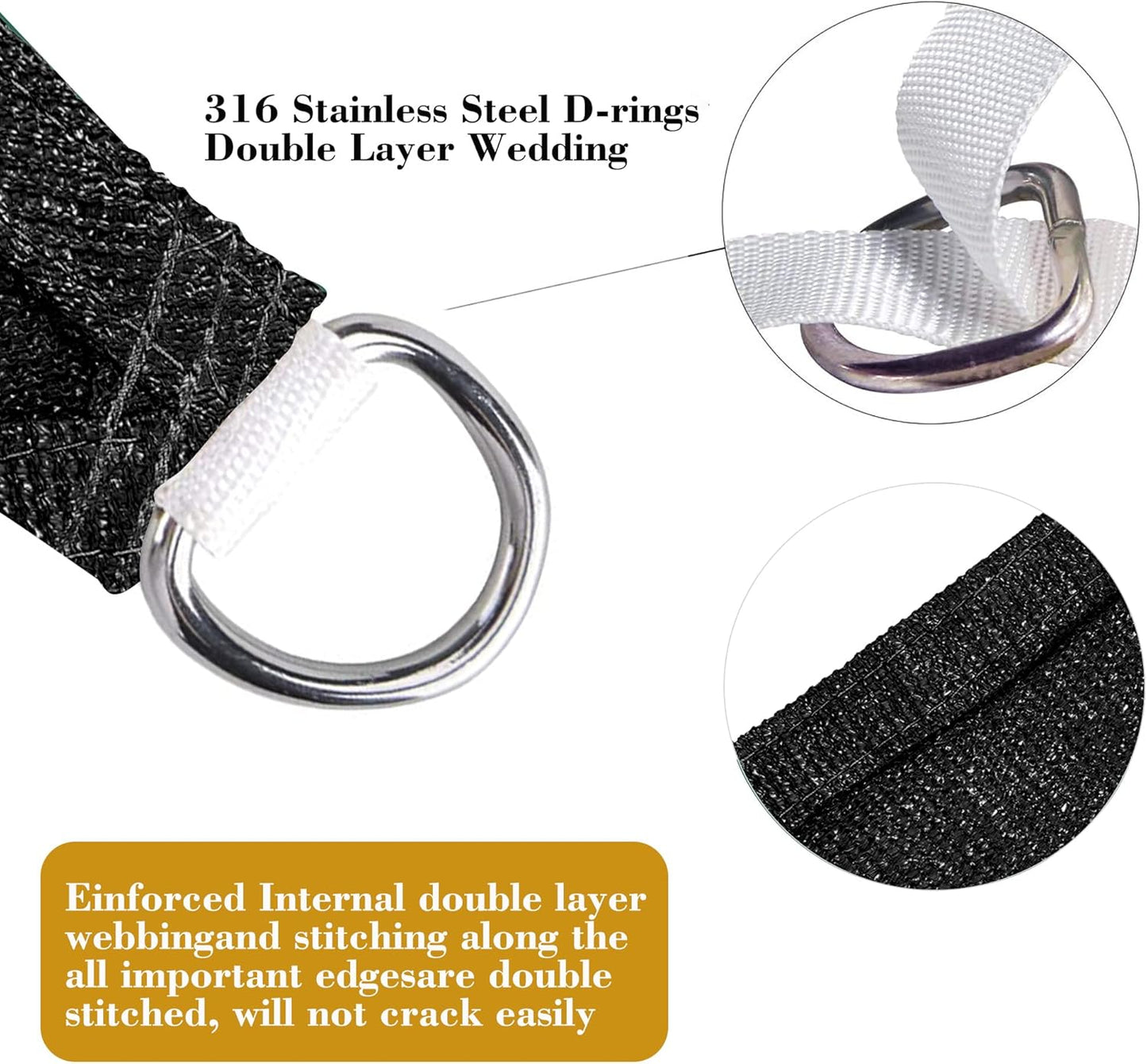 10' x 17' Black Rectangle Sun Shade Sail SSP1212 Canopy Durable Fabric UV Block Awning We Make Custom Orders