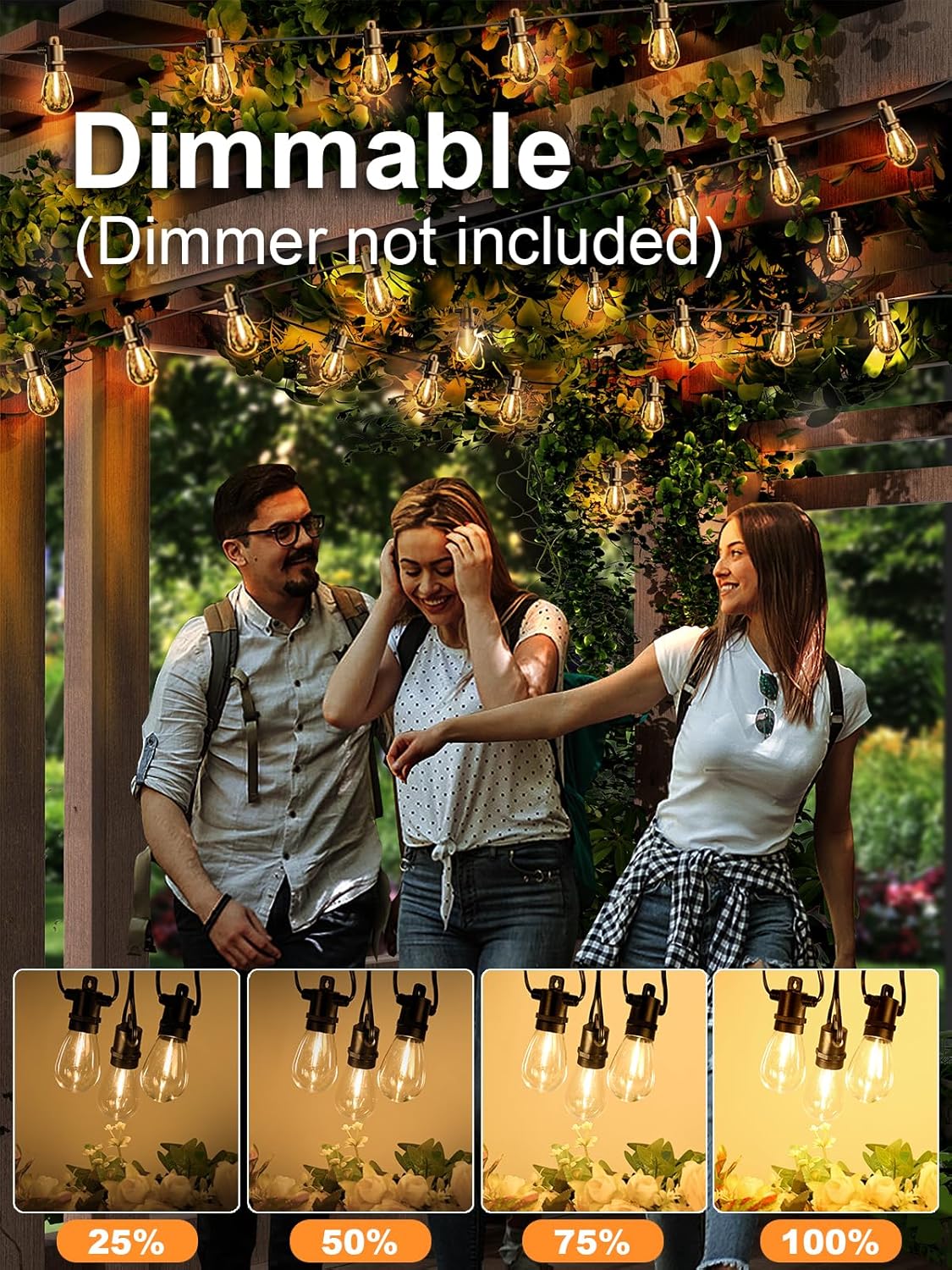 Svater Outdoor String Lights 300 FT, Patio Lights for Outside with Shatterproof Bulbs, Waterproof IP65 Commercial Hanging Light for Backyard Porch Balcony Bistro Party, 2700K