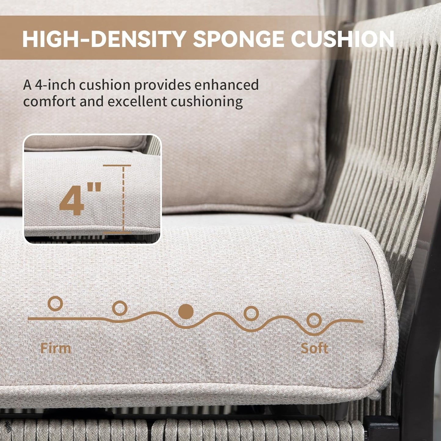 Patio Bistro Swivel Chair Set, 2 Pieces Swivel Wicker Chairs Porch Furniture Sets, All-Weather Rattan Rocking Outdoor Conversation Set for Porch, Deck, Poolside w/Cushion-Beige