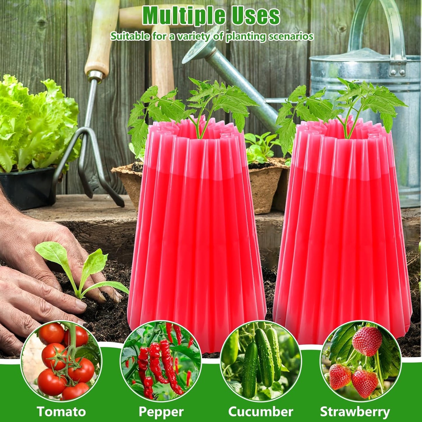 MJZ 5 Pack Walls of Water Plant Protectors, 18.3 x 18.3 Inch Reusable Wall of Water for Tomato Plants, Early Season Insulated Plant Protector Freeze Protection, Plant Covers for Winter Cold Weather