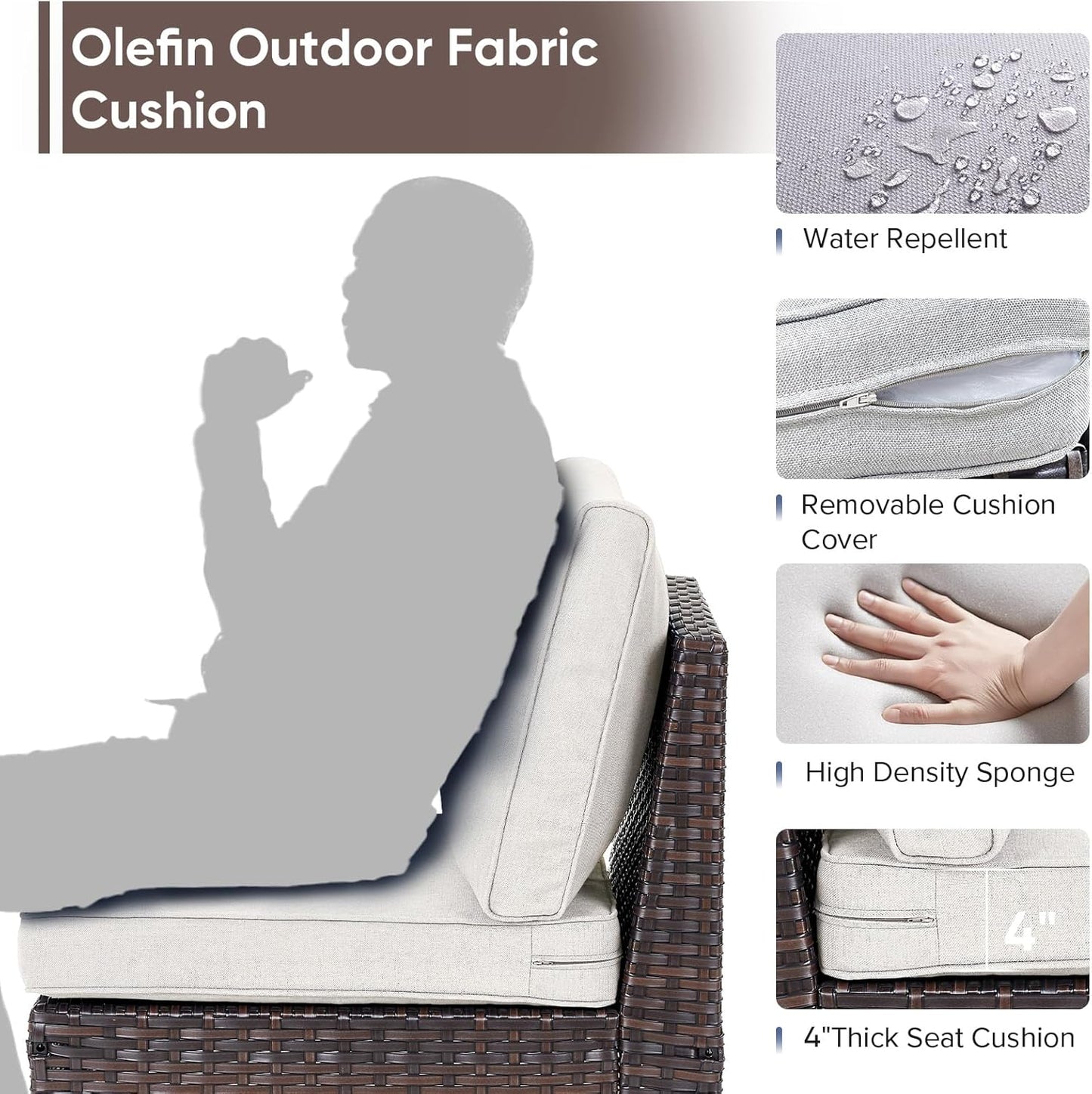 HUMMUH Patio Furniture Set with Fire Pit,Outdoor Modular Sectional Couch Loveseat Chairs with Table,All Weather PE Wicker Patio Conversation Sets for Deck Porch Backyard