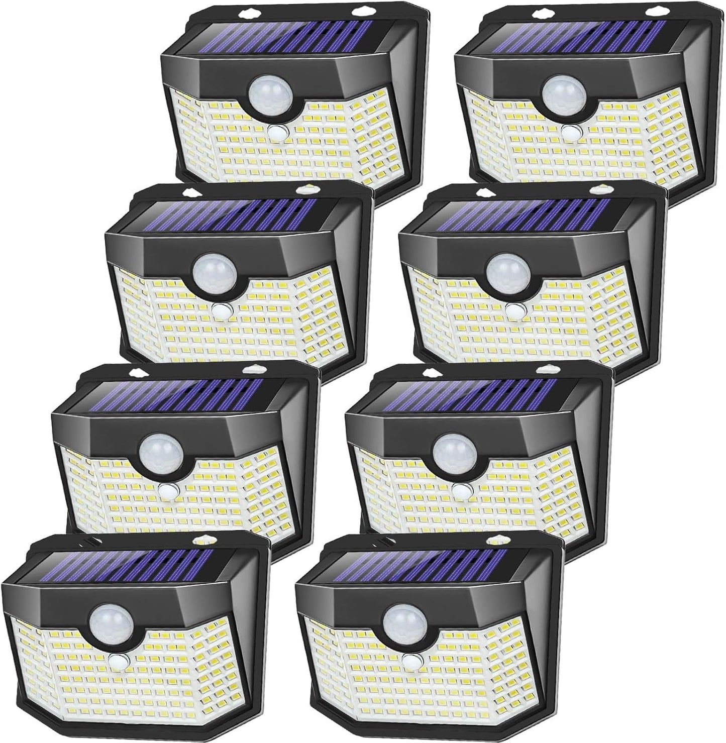 Aootek Solar Outdoor Lights 8 Pack, Motion Sensor, 3 Lighting Modes, Waterproof, Black, Modern Style, 8 Count, Wall Mount, Outdoor Solar Lights