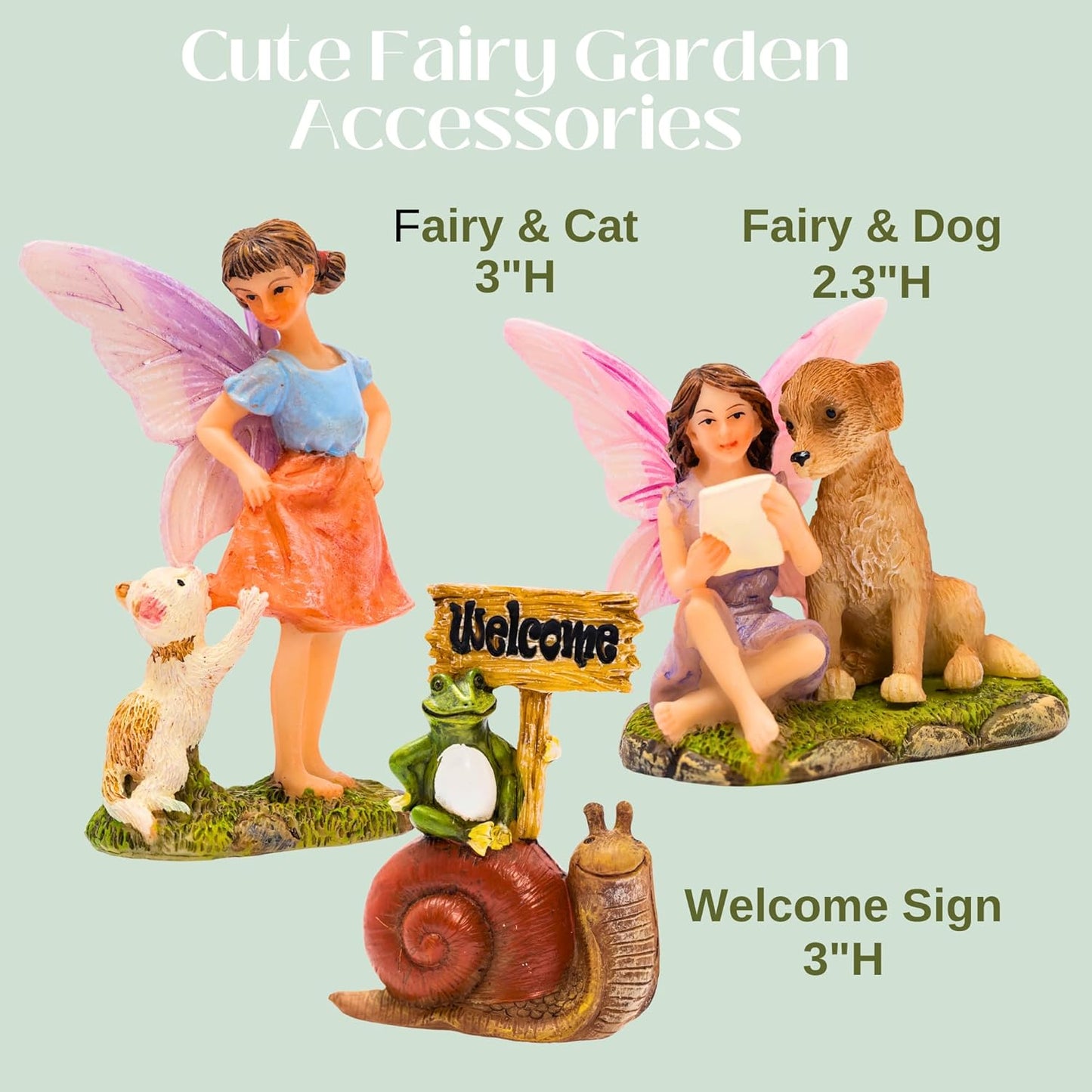 PRETMANNS Fairy House Kit - Fairy Garden Accessories for Outdoor Miniature Village Decor, with Fairies & Sign - House, 6.5' High & Door can Open Wide - 4 Piece Supplies