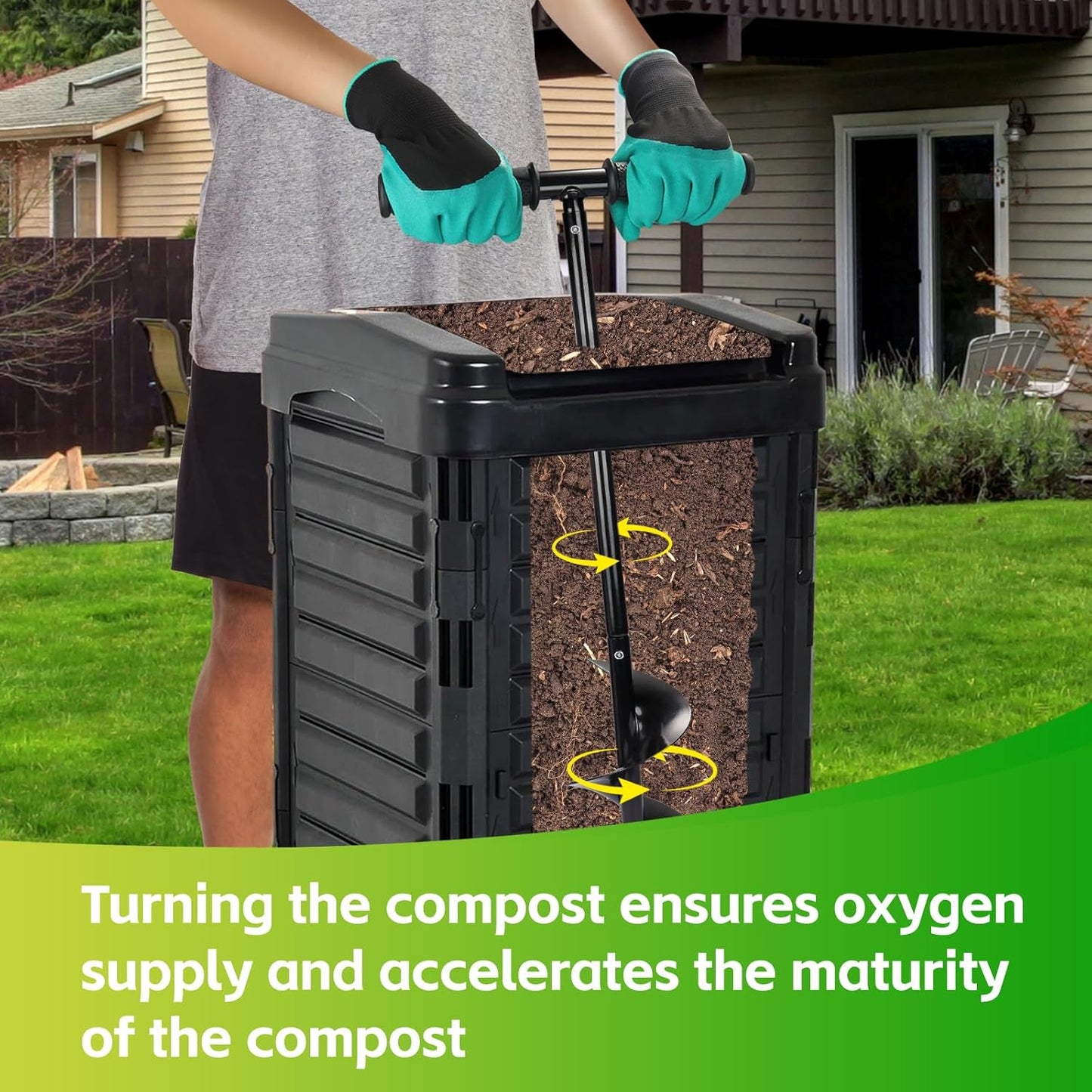 Compost Aerator Tool Turner and Mixing Tool for Outdoor Compost Tumbler Bins Bags, Composting Accessories