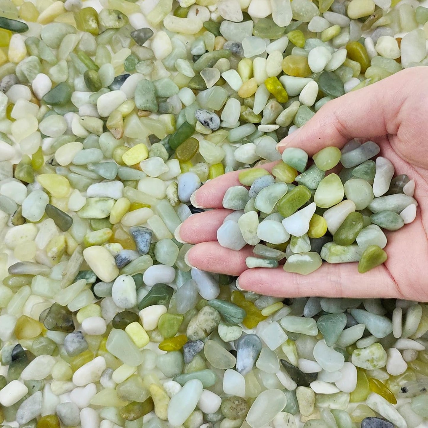 10 lbs Jade Gravel Small Pebbles for Plants, 3/8 Inch Decorative Rocks for Plants Succulents Bamboo Vases Landscaping and Potted Drainage Rocks