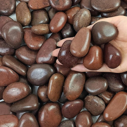 10 lbs Red River Rocks, 1-2 Inch Polished Pebbles for Indoor Plants, Decorative Rocks Stones for Landscaping, Vases, Aquariums, Fountains, Pathways, Backyard and Garden