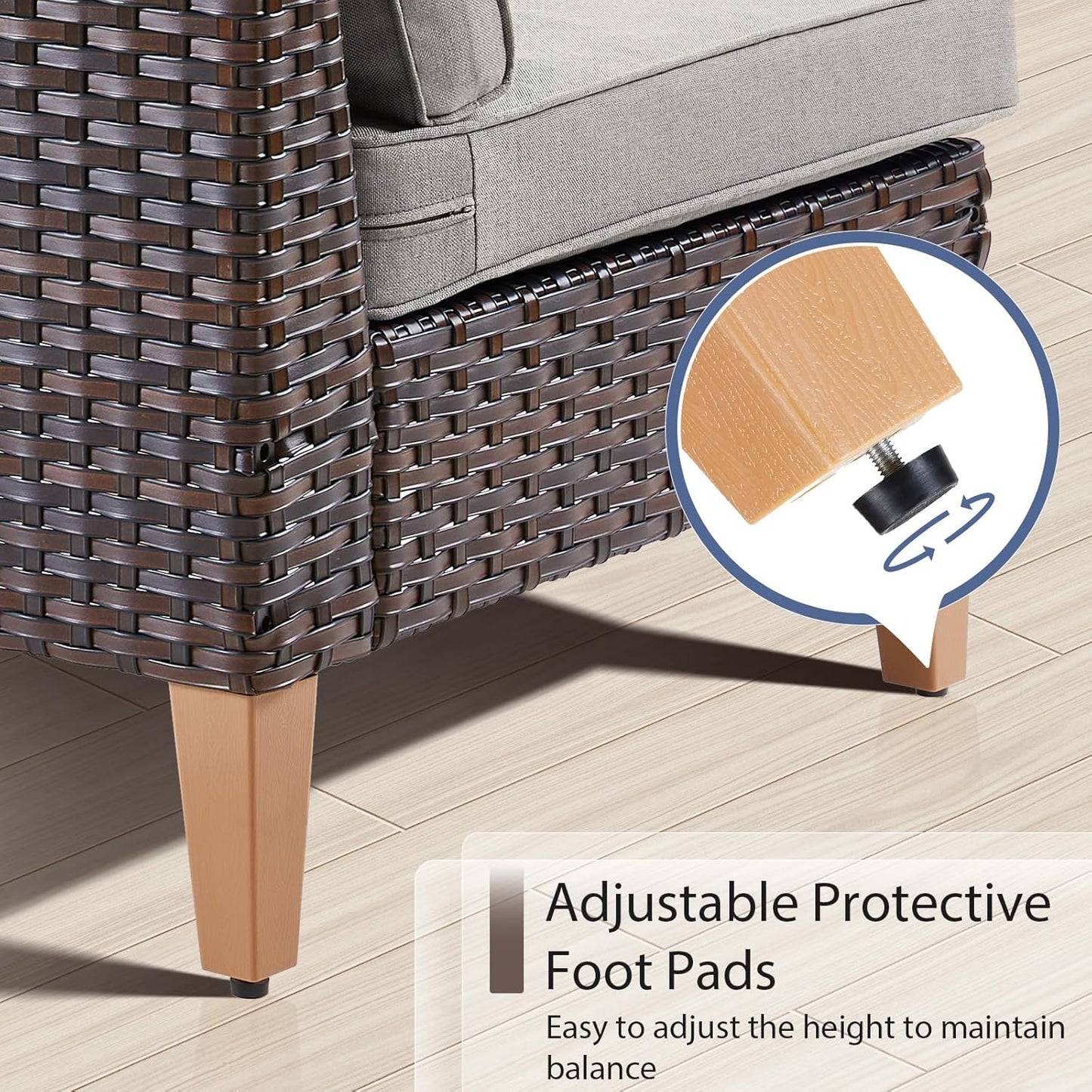 HUMMUH 11 Pieces Patio Furniture Set with Fire Pit,Outdoor Modular Sectional Couch Loveseat Chairs with Table,All Weather PE Wicker Patio Conversation Sets for Deck Porch Backyard