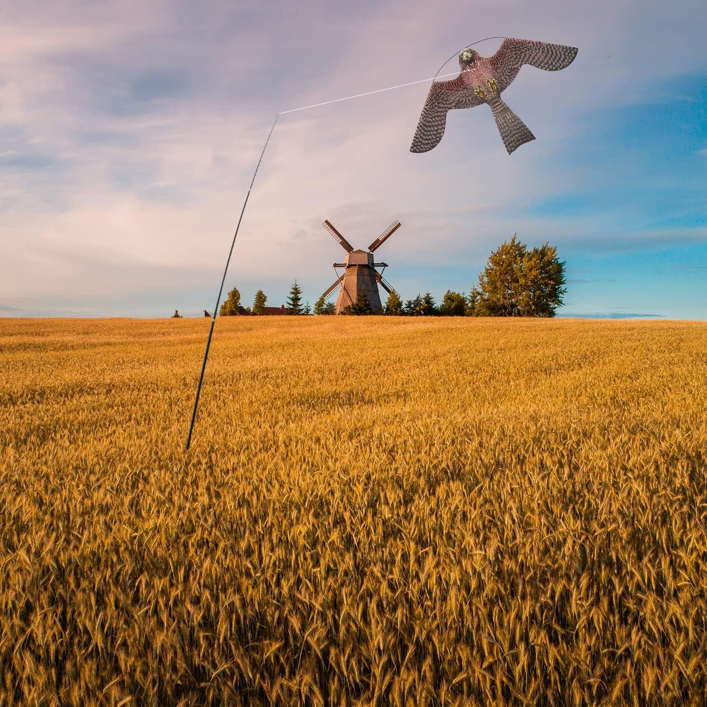 Bird Hawk Flying Kite with Pole Crops Farm Protector Bird Scarer Flying ONLY 4M Pole Without Kite