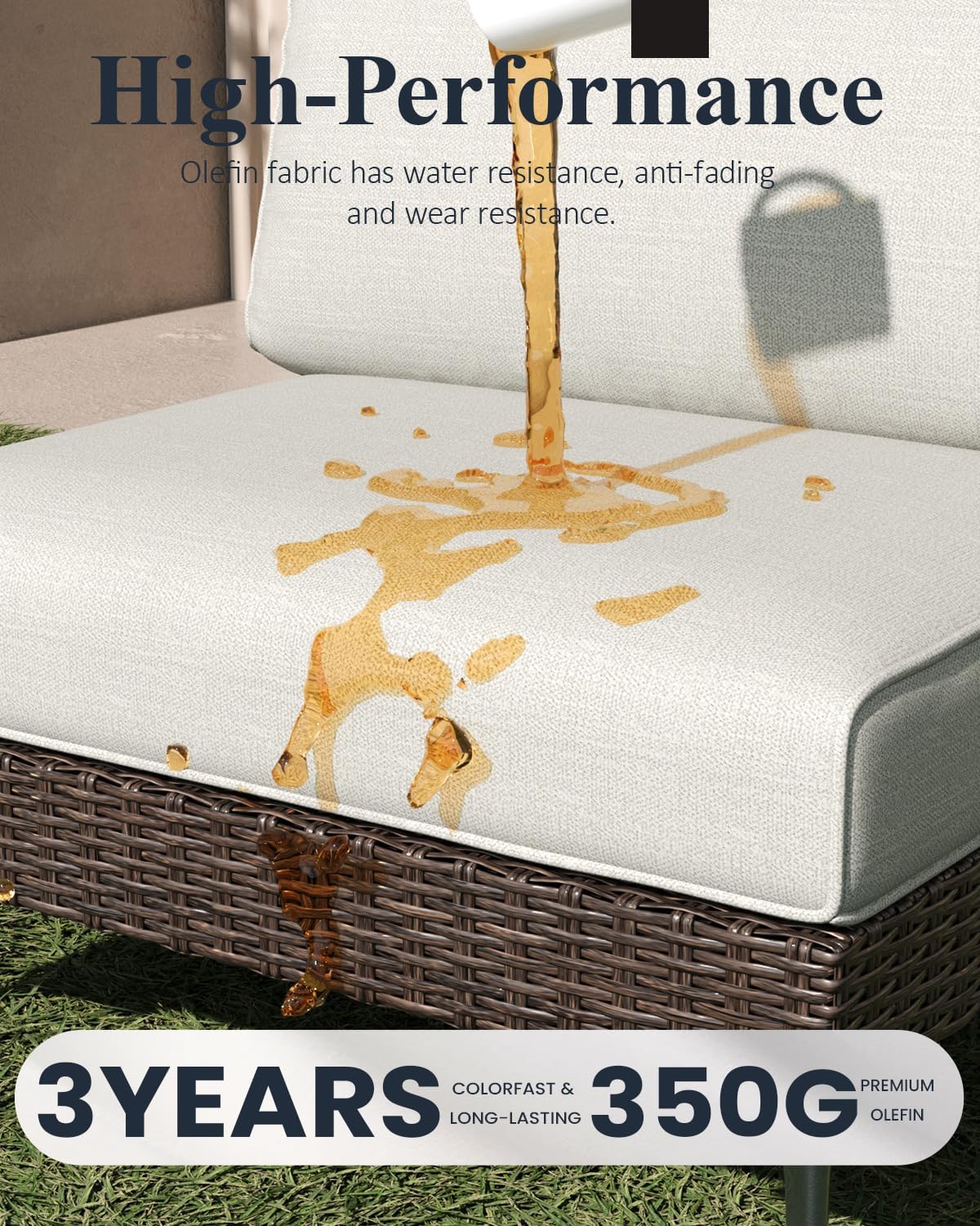 LayinSun 6-Piece Outdoor Modular Wicker Sectional Sofa with Fire Pit Table, Patio Furniture Conversation Set with Deep Seating and Thick Cushions