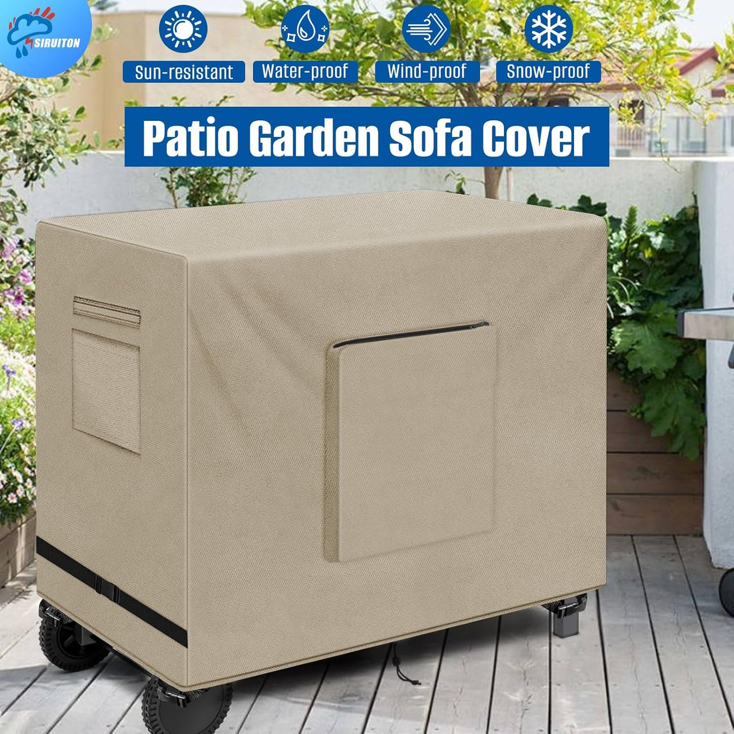 SIRUITON Outdoor Bar Cart Cover for 30 Inch Portable Outdoor Table, Heavy Duty 600D Oxford Fabric Outdoor Waterproof BBQ/Worktable Metal Movable Table Cover