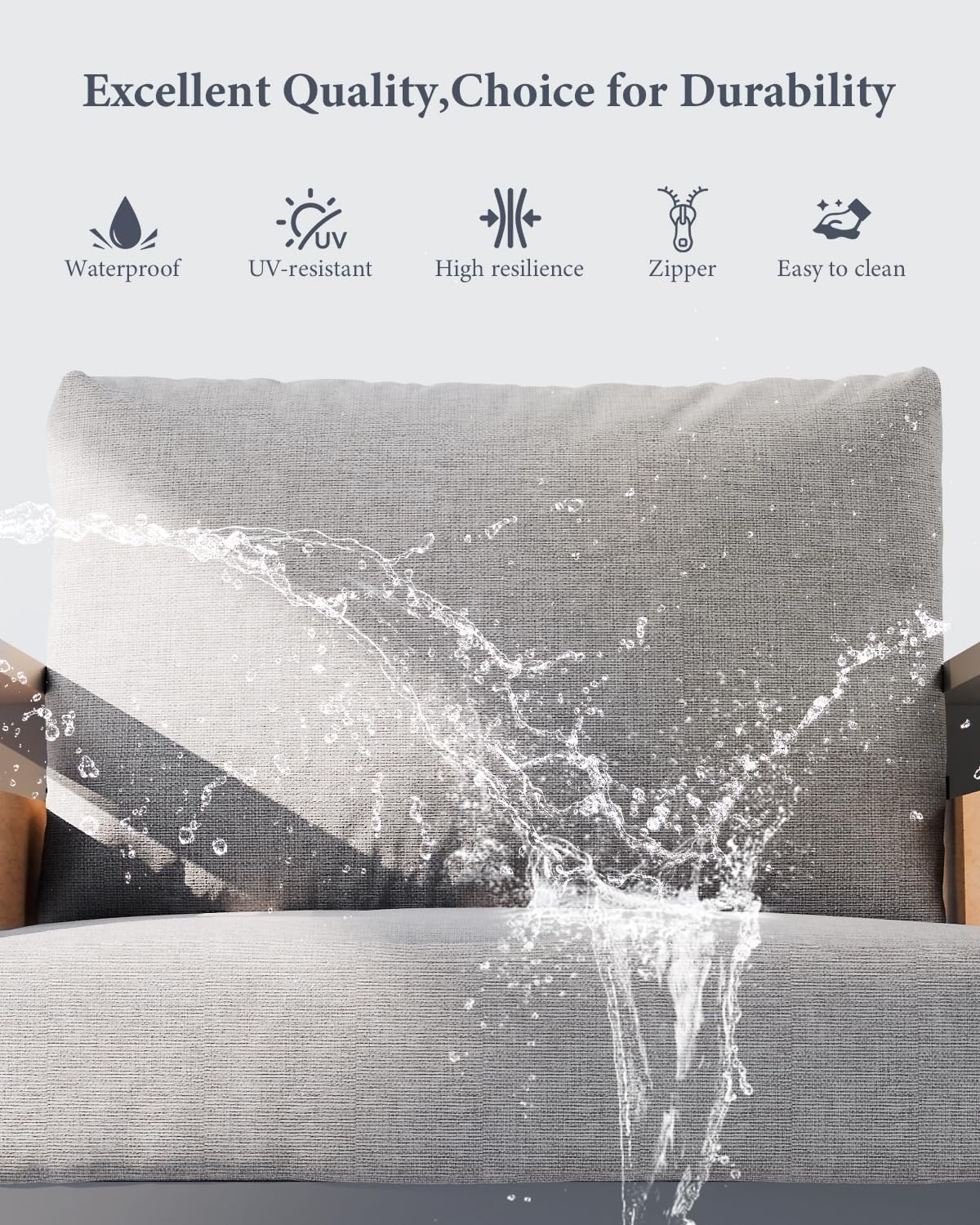 ZANDOR Aluminum Outdoor Patio Furniture Set, 5-Piece Metal Modern Outside Sectional Conversation Lawn Furniture with Coffee Table & Washable Thick Cushions,Seating Sofa for Garden/Backyard/Porch Grey