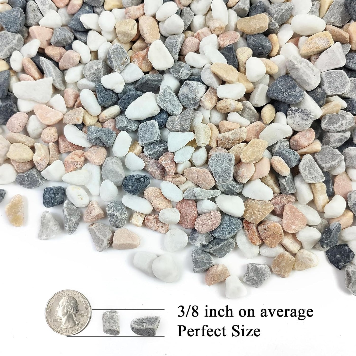 5 lbs Succulent and Cactus Pebbles for Indoor Plants, 3/8 Inch Pea Gravel Decorative River Rocks for Plants, Vases, Terrarium, Aquarium, Potted Top Dressing and Outdoor Landscaping Stones