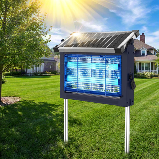 Solar Bug Zapper Outdoor, Mosquito Zapper Waterproof Electric Fly Zapper Rechargeable Mosquito Killer Lamp with 10W Solar Panel, 4500V Cordless Fly Trap for Backyard, Patio, Garden, RV, Camping