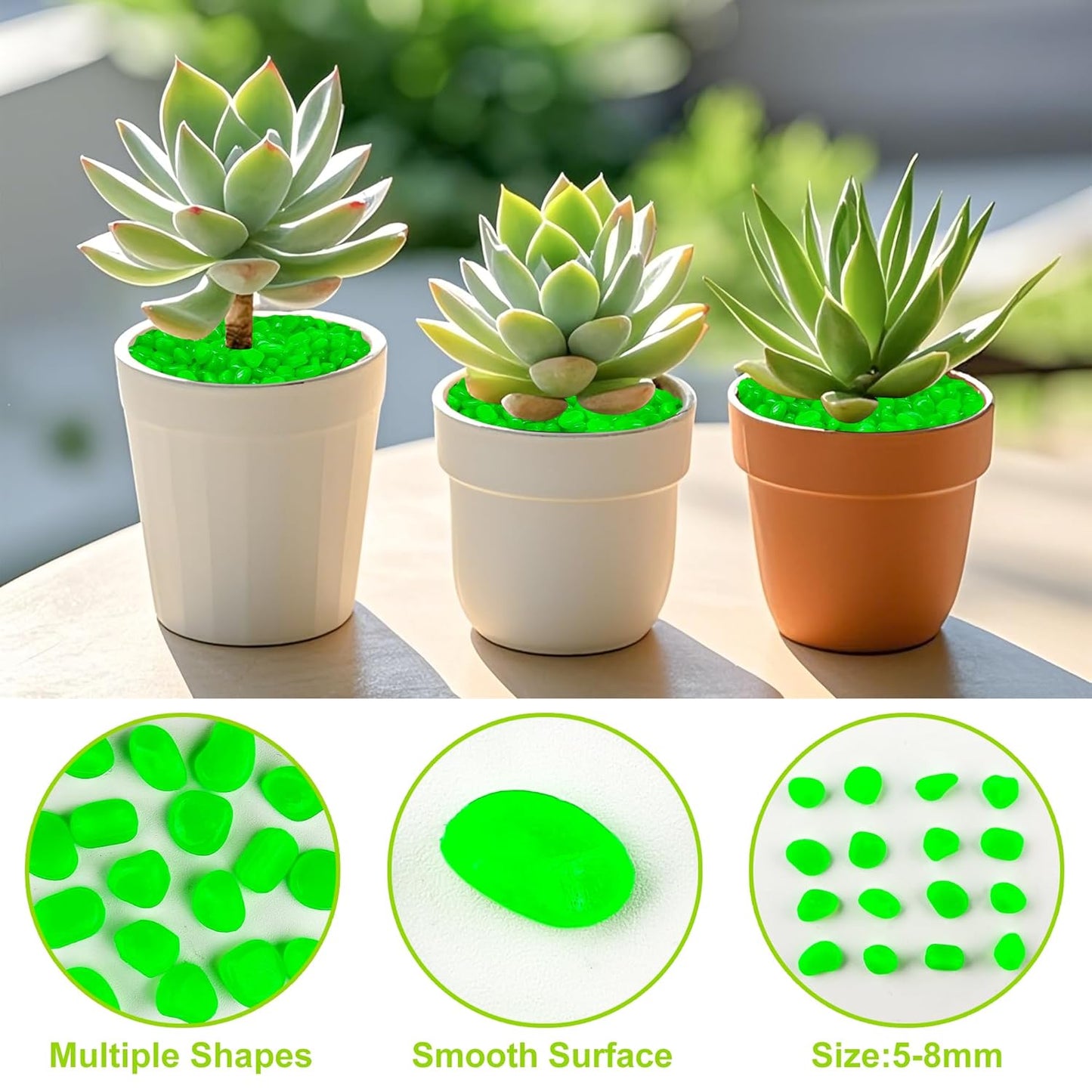 6000pcs 5-8mm Green Luminous Stones Glow in The Dark Garden Pebbles Stones Glow in The Dark Rocks Outdoor Glow Pebbles Aquarium Rocks for Garden Path Walkway Yard Fish Tank Plant Pots