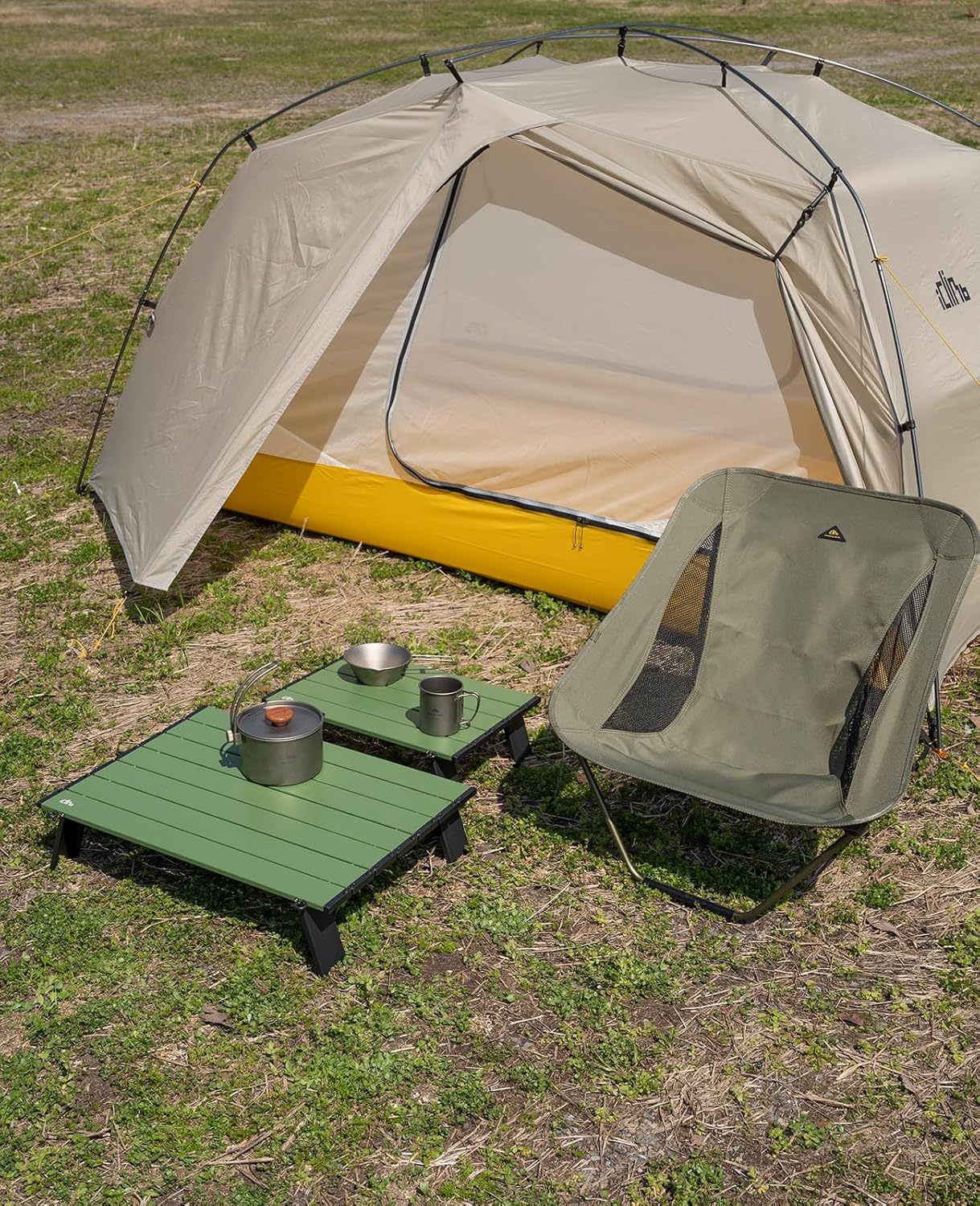 iClimb Ultralight Compact Mini Beach Picnic Folding Alu. Table with Carry Bag, Two Size (Green, S)