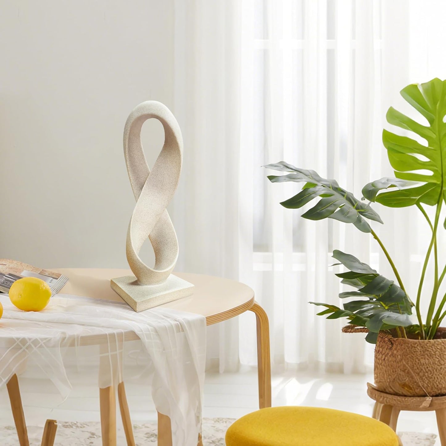 SIMON'S SHOP Modern Abstract Statue Number Eight Infinity Loop Sculpture for Home Office Bookshelf Sandstone Ornament Decor