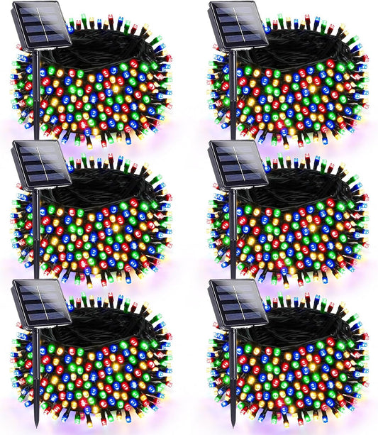 Solar Christmas Lights, Super Bright 270FT 480 LED Solar Lights String with 8 Lighting Modes, Outdoor Waterproof Green Wire Solar Mini Twinkle Light for Xmas Garden Decorations (Multi-Colored)