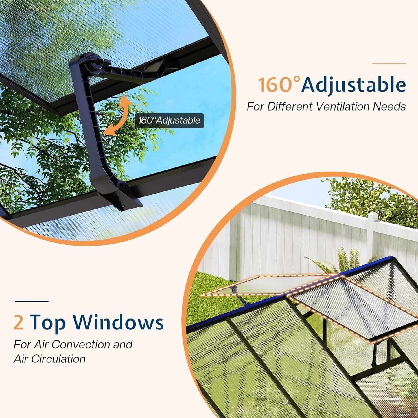 Jocisland 6x10x6.3 FT Polycarbonate Greenhouse for Outdoors with 2 Windows, Dual Swing Doors, Aluminum Walk-in Frame, Heavy Duty Garden Greenhouse for Backyard, Black