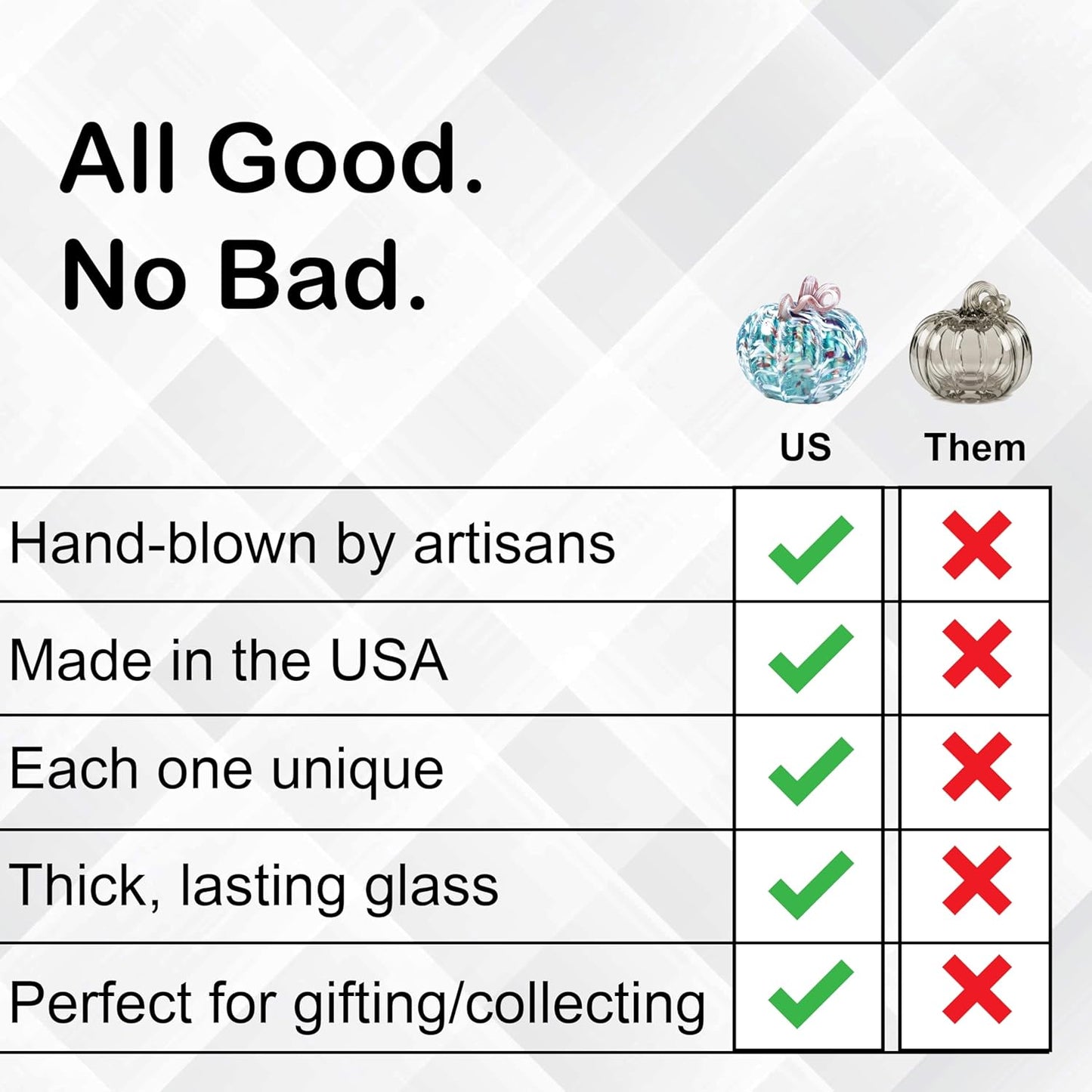 Luke Adams Glass Handmade Glass Pumpkins Table Top Home Decor (Squat, Orange)