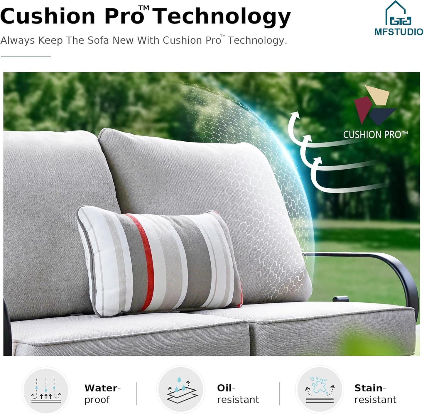 MFSTUDIO Patio Furniture Set, 6 Seats Half-Moon Curved Outdoor Sectional Sofa Conversation Set with 2 Wood-Like Round Table, Woven Rattan Patio Couch for Backyard, Garden, Deck