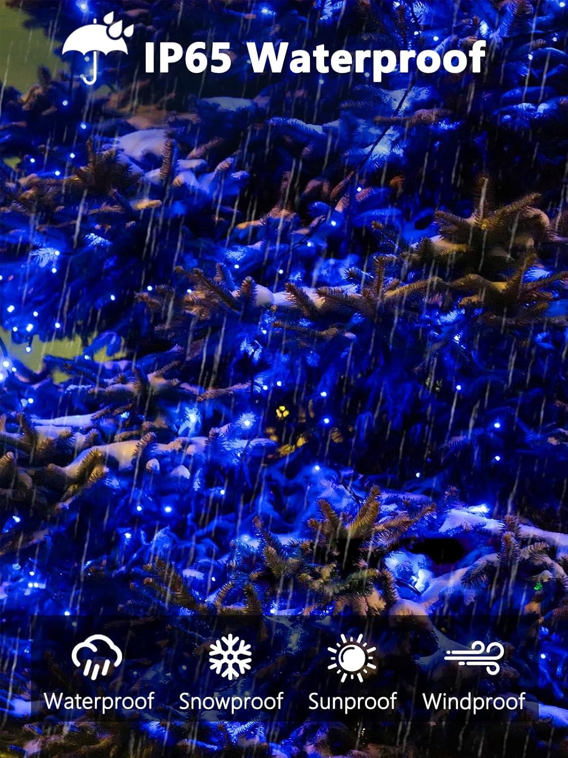 2 Pack 200 LED Solar String Lights Outdoor, Solar Christmas Lights with 8 Lighting Modes, Waterproof Green Wire Solar Tree Lights for Outside Xmas Wedding Party Garden Patio Yard Decorations (Blue)