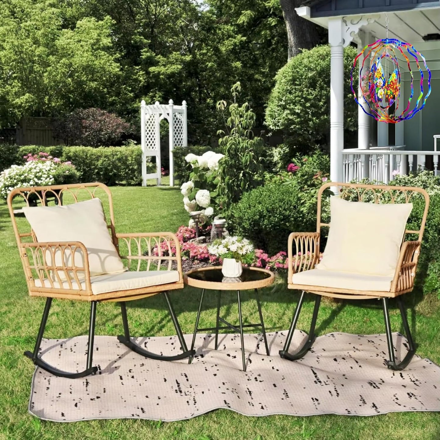 3D Hanging Wind Spinner Butterfly/Hummingbird, 10 Inch Stainless Steel Wind Spinners Outdoor Clearance, Garden Spinner for Outside Patio Yard Home Christmas Decor (Butterfly 02)