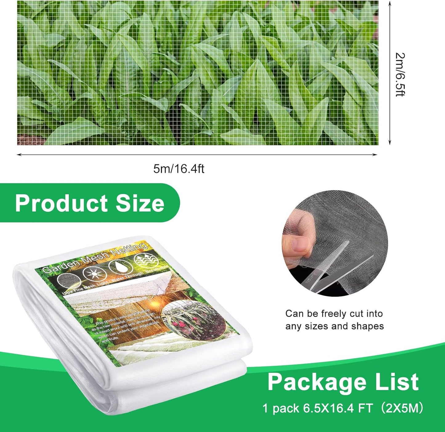 Garden Netting Pest Barrier, 6.5 X 16.4FT Insect Netting for Garden Raised Beds, Garden Bug Netting Plant Mesh for Blueberry Bushes, Figs, Plants, Vegetables Protection