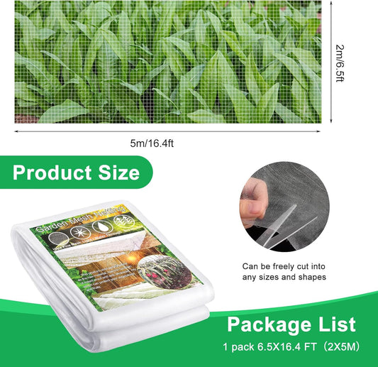 Garden Netting Pest Barrier, 6.5 X 16.4FT Insect Netting for Garden Raised Beds, Garden Bug Netting Plant Mesh for Blueberry Bushes, Figs, Plants, Vegetables Protection