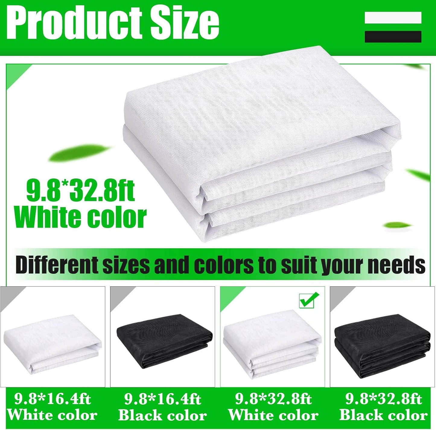 9.8 x 32.8ft Thicker Garden Mesh Netting,Ultra Fine Plant Row Covers,PPT Nano Mosquito Netting Screen Bird Barrier Net for Outdoor Vegetable Plants Fruits Flowers,Patios Balconies,33% Shading Rate