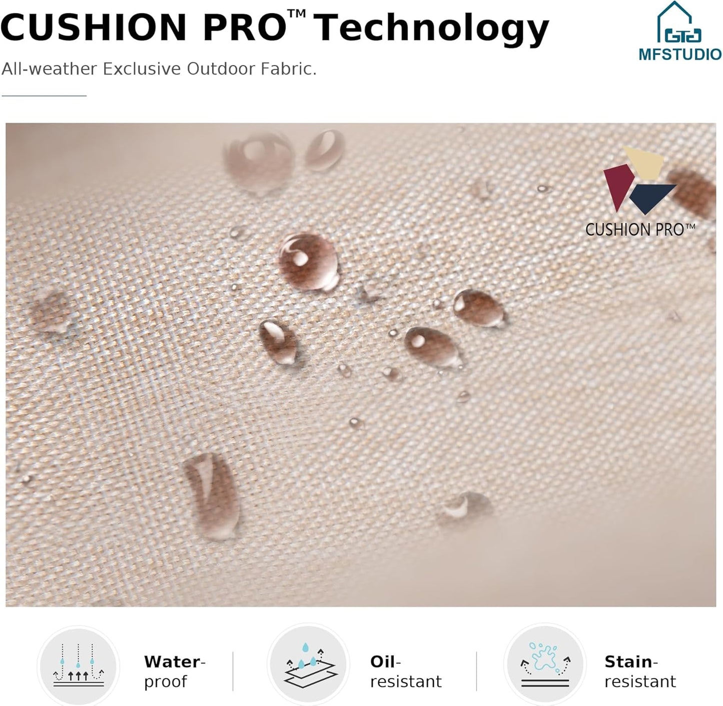 MFSTUDIO 7 Seats Large Metal Patio Conversation Sets, 5 Pieces Outdoor Furniture Sofa with 2 Fixed Chairs, 1 Sofa(3-seat), 1 Loveseat and Table for Outside Balcony Backyard Poolside