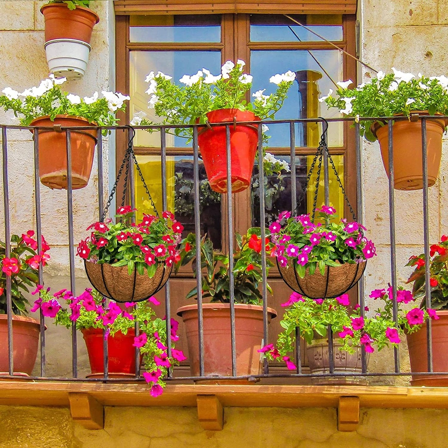 2PCS Half Round Hanging Basket Liners Replacement Coco Liner for Hanging Basket Wall Flower, 100% Natural Coconut Fiber Plant Basket Liner for Garden Planter Flower Pot (20 inch)