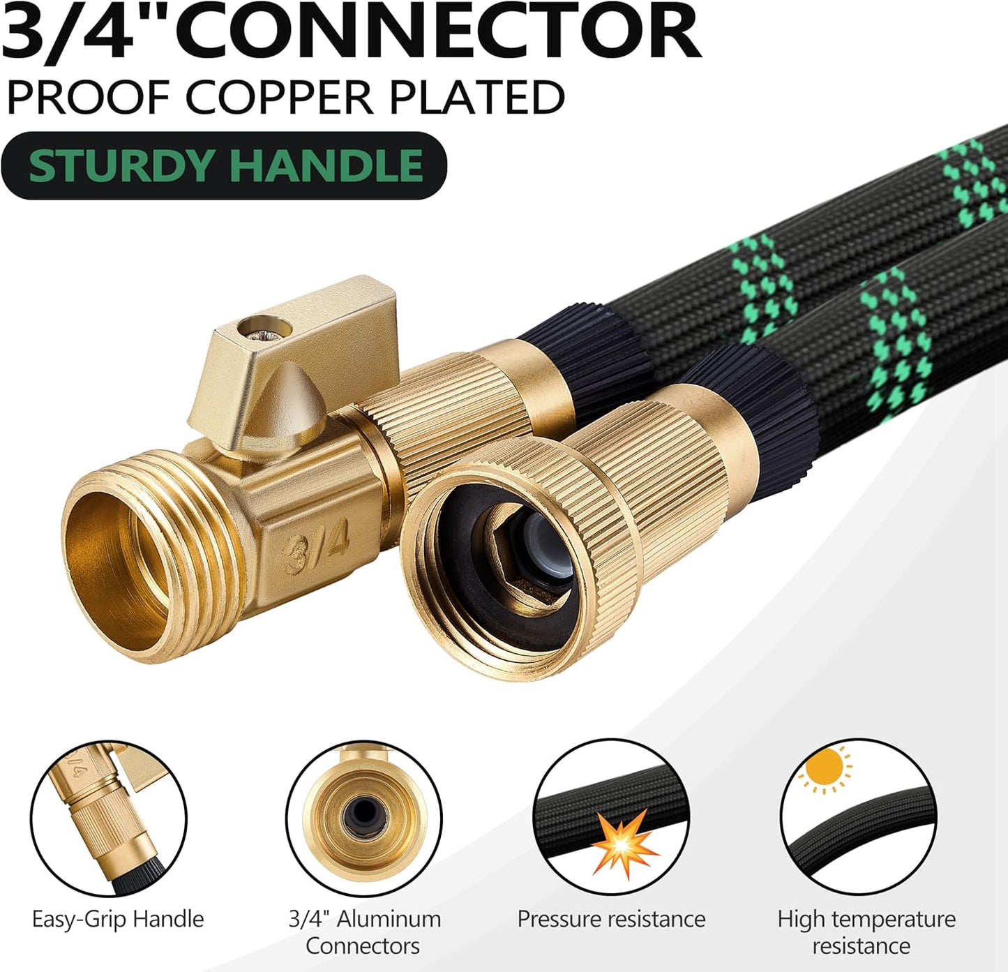 200 ft Garden Hose - 2025 New Upgraded Flexible Water Hose - Ultra Lightweight Kink-free Car Washing Pipe with 10 Function Sprayer and 3/4" Solid Brass Fittings - Durable,Leak proof Garden Hoses