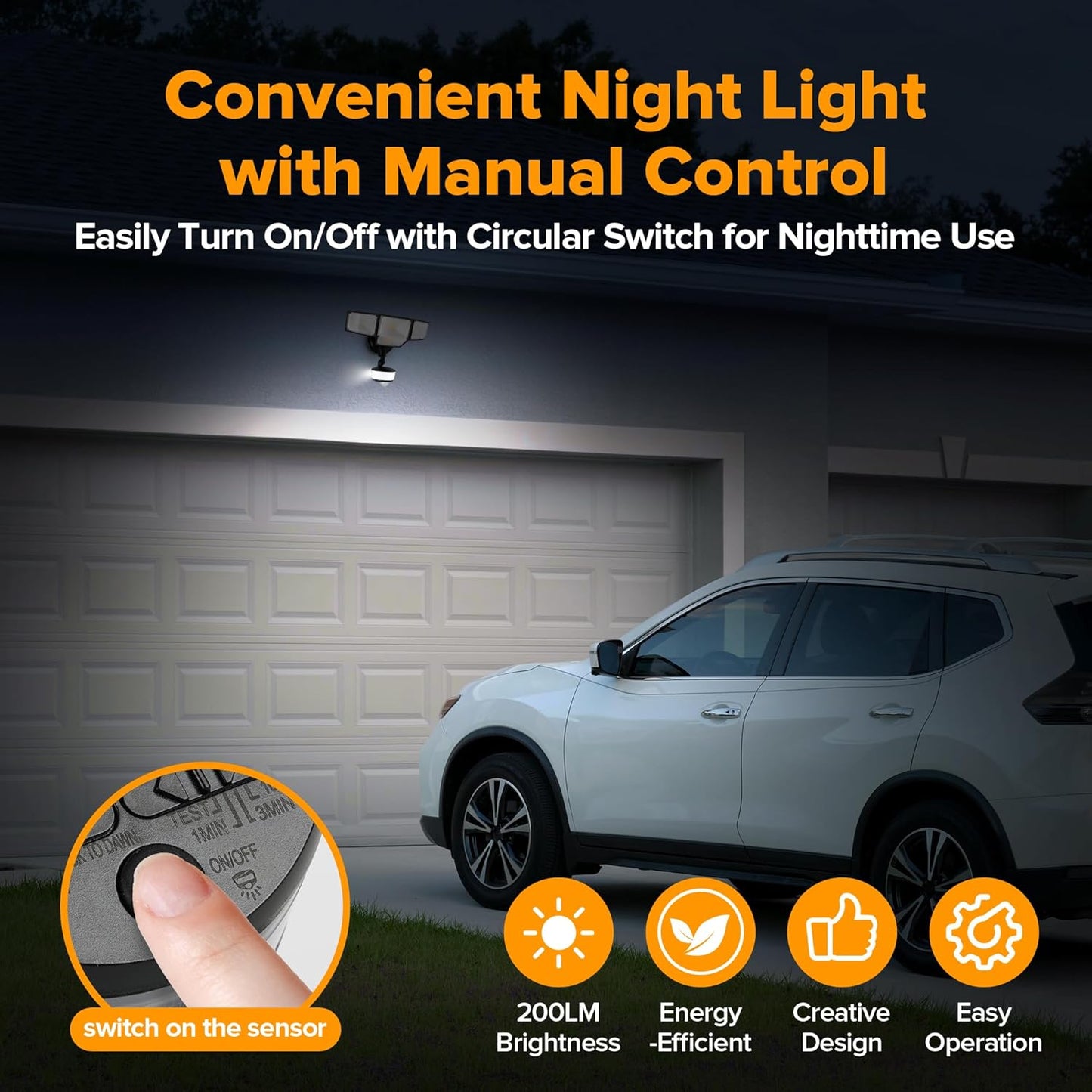 LUTEC 84W 9500LM LED Security Light Motion Sensor Outdoor Lights with Night Light, 4 Head LED Flood Lights Outdoor 5000K Daylight, IP65 Waterproof, Motion Detected Lights for Outside (Black)