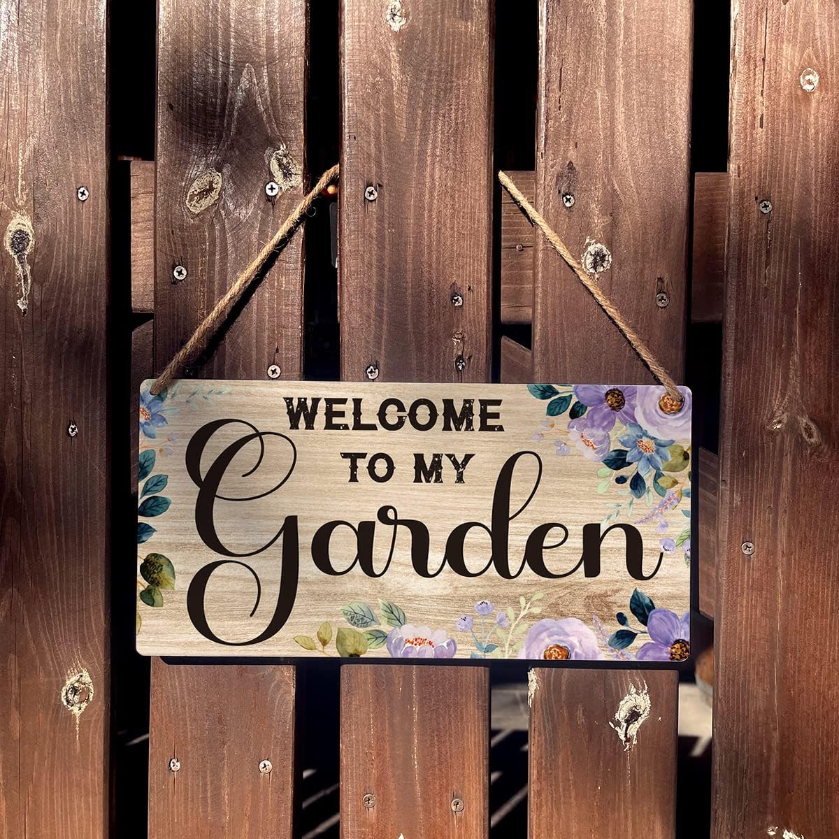Welcome to My Garden Sign Gift Farmhouse Garden Wooden Hanging Sign Plaque Retro Wall Art Decor for Home Decoration 12 x 6 Inches