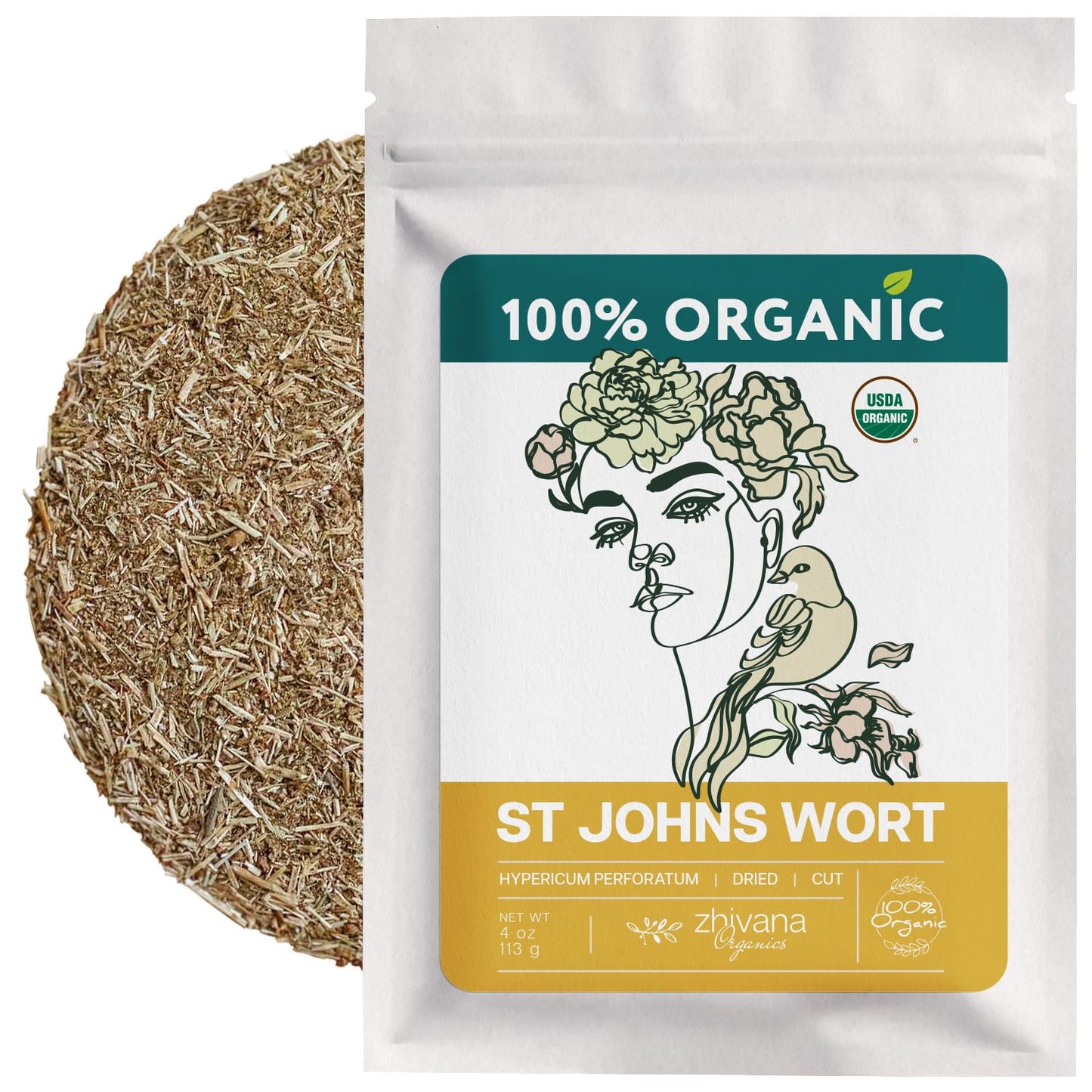 Organic St Johns Wort Herb (4 oz.) – 100% Pure Dried Saint John’s Wort Tea – Te de Hierba de San Juan Organica
