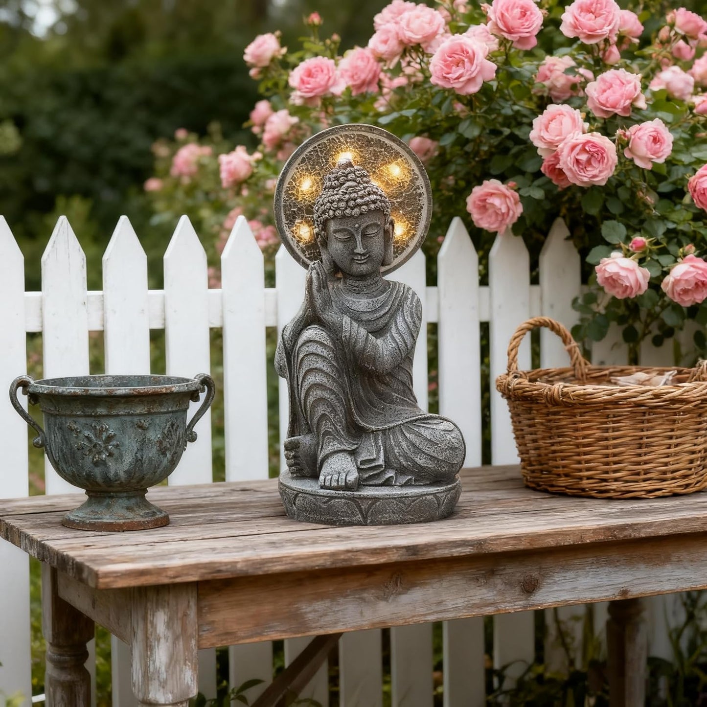 Solar Buddha Statue Outdoor Buddha Statues for Garden, 11.6in,for Home Budha,Zen Garden Decor Outdoor Zen Light,Gardening Gifts,Yard Decor,Yard Art